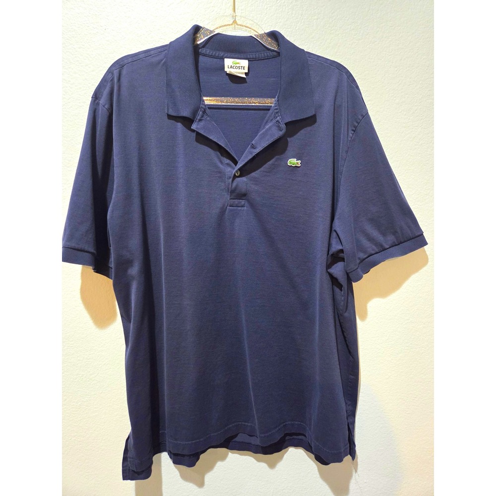 Lacoste Polo Shirt Men Size 8 3XL Navy Blue Short Sleeve Cotton Logo Excellent